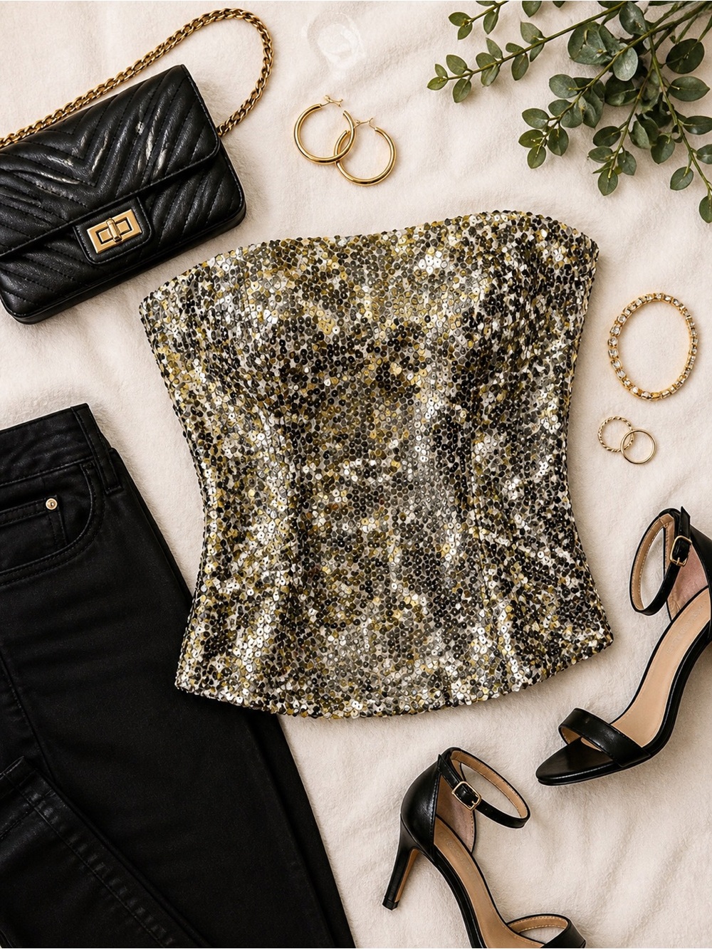 Fredericks of Hollywood sequin strapless top